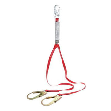 Lanyard Shock Absorbing, Red, Polyester Web, 6 Ft, Snap Hook