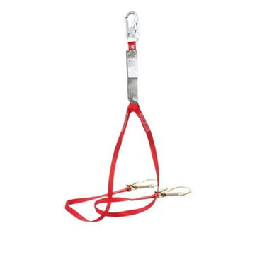 Shock Absorbing Lanyard, Red, Polyester Web, 6 ft, Snap Hook