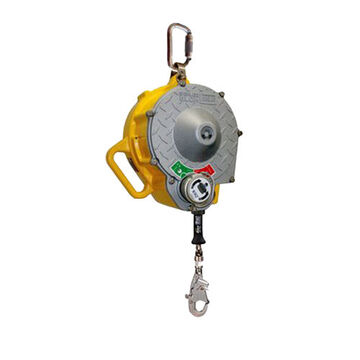Self-Retracting Lifeline, Aluminum and Stainless Steel, Stainless Steel Cable, 9.9 in x 85 ft, 75 to 310 lb, Overhead Anchor Point