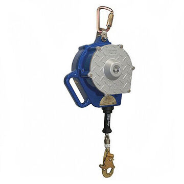 Self-Retracting Lifeline, Aluminum and Stainless Steel, Galvanized Cable, Blue, Gray, 10.4 in x 50 ft, 75 to 310 lb, 1