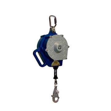 Self-Retracting Lifeline, Aluminum and Stainless Steel, Stainless Steel Cable, Blue, Gray, 10.4 in x 50 ft, 75 to 310 lb, 1
