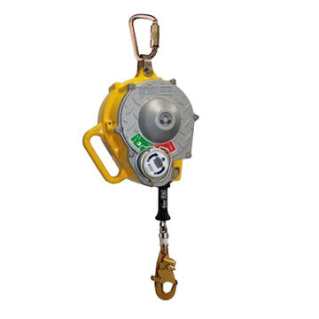 Self-Retracting Lifeline, Aluminum and Stainless Steel Housing, Yellow/Gray, 3/16 in x 50 ft, 420 lb, 2