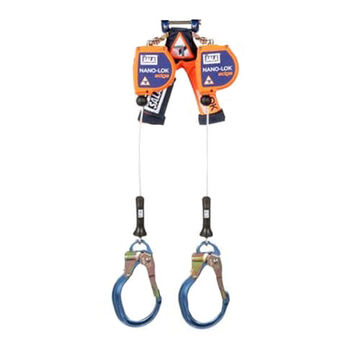 Self-Retracting Lifeline, Galvanized Steel Cable, Orange, 3/16 in x 8 ft, 310 lb, Direct to Harness Back