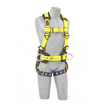 PositioningSafety Harness, 3X-Large, Stainless Steel Grommet Leg Buckle, Zinc Plated Steel Chest Buckle, Zinc Plated Steel/Aluminum/Stainless Steel Torso BuckleYellow, 420 lb