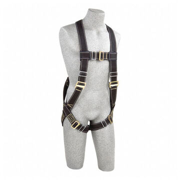 Hot WorkSafety Harness, Universal, Zinc Plated Steel Leg Buckle/Chest Buckle/Torso BuckleBlack, 310 lb