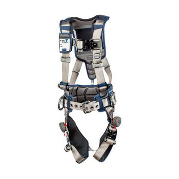 PositioningSafety Harness, Large, Aluminum D-RingBlue, Gray, 420 lb