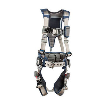 Positioning/ClimbingSafety Harness, Large, Aluminum D-Ring, Zinc Plated Steel BuckleBlue, Gray, 420 lb