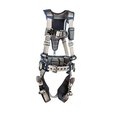Safety Harness Positioning/climbing, Large, Aluminum D-ring, Blue, Gray, 420 Lb