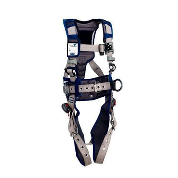 PositioningSafety Harness, Medium, Aluminum D-RingBlue, Gray, 420 lb