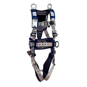 Positioning/Climbing and RetrievalSafety Harness, Small, Aluminum D-Ring, Zinc Plated Steel BuckleBlue, Gray, 420 lb
