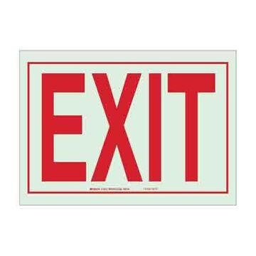Text Exit Sign, Rectangle, English, Red on Glow, 10 in x 14 in