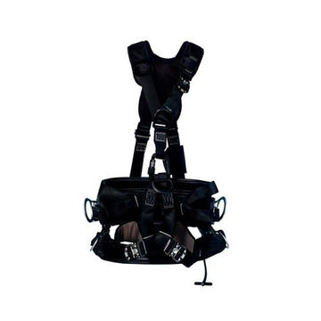 Lineman SuspensionSafety Harness, Large, Aluminum D-RingBlack, 420 lb