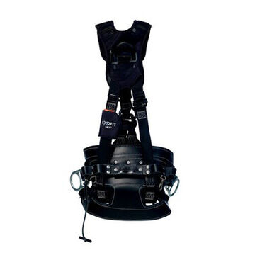 Lineman SuspensionSafety Harness, Large, Aluminum D-RingBlack, 420 lb