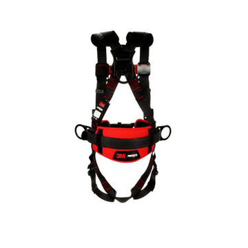 Full Body and PositioningSafety Harness, 2X-Large, Zinc Plated Steel D-ring, Chest Buckle, Torso Buckle and Leg BuckleBlack, 420 lb