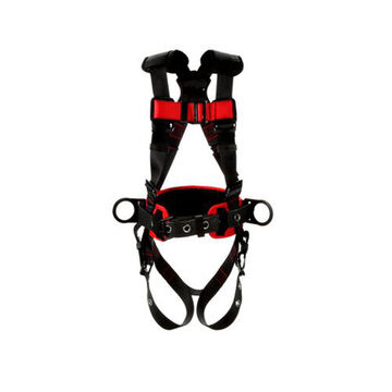 Safety Harness Full Body And Positioning, Medium/large, Zinc Plated Steel D-ring, Black, 420 Lb, For Sanding