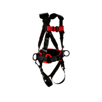 Safety Harness Full Body And Positioning, Medium/large, Zinc Plated Steel D-ring, Black, 420 Lb, For Sanding