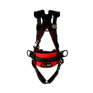 Safety Harness Full Body And Positioning, Medium/large, Zinc Plated Steel D-ring, Black, 420 Lb, For Sanding