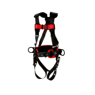 PositioningSafety Harness, X-Large, Zinc Plated Steel D-ring, Chest Buckle, Torso Buckle and Leg BuckleBlack, 420 lb