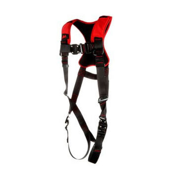 Full Body, ClimbingSafety Harness, Small, Zinc Plated Steel D-ring, Chest Buckle, Torso Buckle and Leg BuckleBlack, 420 lb, For Assembly