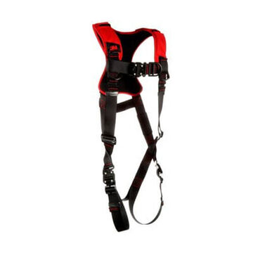 Full Body, ClimbingSafety Harness, Small, Zinc Plated Steel D-ring, Chest Buckle, Torso Buckle and Leg BuckleBlack, 420 lb, For Assembly