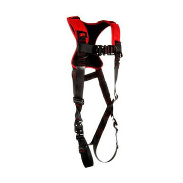 Full Body, ClimbingSafety Harness, Medium/Large, Zinc Plated Steel D-ring, Chest Buckle, Torso Buckle and Leg BuckleBlack, 420 lb, For Assembly