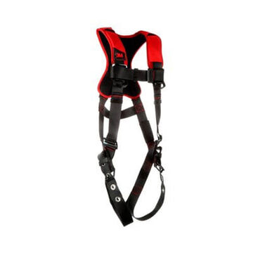 Safety Harness Full Body And Positioning, Medium/large, Zinc Plated Steel D-ring, Black, 420 Lb, For Painting