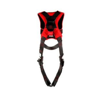 Safety Harness Full Body And Positioning, Medium/large, Zinc Plated Steel D-ring, Black, 420 Lb, For Painting