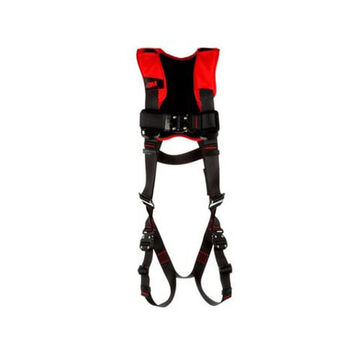 Full Body and PositioningSafety Harness, Small, Zinc Plated Steel D-ring, Chest Buckle, Torso Buckle and Leg BuckleBlack, 420 lb