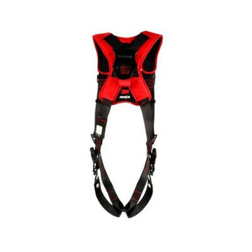 Positioning/ClimbingSafety Harness, Medium/Large, Zinc Plated Steel D-ring, Chest Buckle, Torso Buckle and Leg BuckleBlack, 420 lb, For Assembly