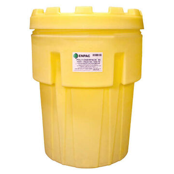 Overpack Drum, Plastic, Yellow, 31.5 in x 40 in