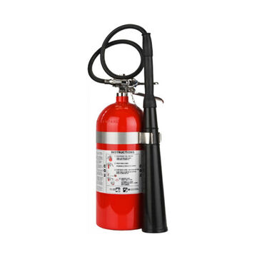 Carbon Dioxide Fire Extinguisher, 12 ft Range, 10 lb Capacity, 10 Sec Discharge Time, Aluminum, Wall Mount