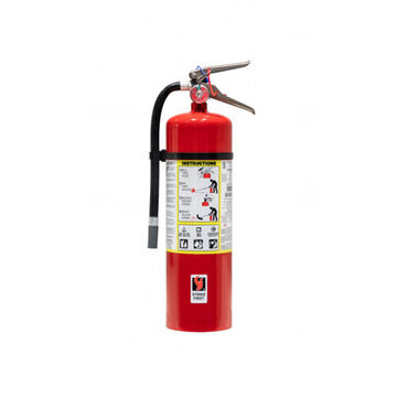 Dry Chemical Fire Extinguisher, 15 ft Range, 10 lb Capacity, 15 Sec Discharge Time, Steel, Wall Mount