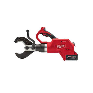 Cable Cutter, Aluminum/Reinforced Nylon/Steel Housing, Hardened Steel Jaw, 20.8 in lg, 1500 kcmil, 18 VDC 5 Ah Lithium-Ion, Black/Red