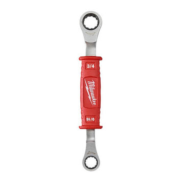 2-in-1 Lineman's Insulated Ratcheting Box Wrench, Forged Steel, Ratchet Wrench, 12 Points, Ergonomic Handle, 1.4 in Box End Width