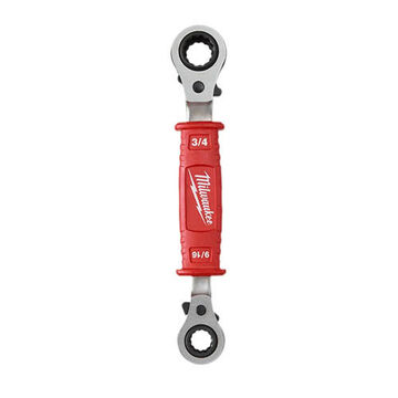 4-in-1 Lineman's Insulated Ratcheting Box Wrench, Forged Steel, Ergonomic Handle, 12 Points, Standard Wrench