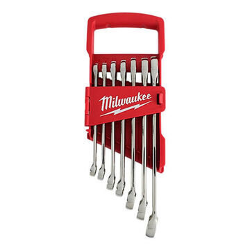 Wrench Set Head Combination, Steel, 1/4 To 1/2 In Thk Open End, 15 Deg Offset, 12-point, 12 In Oal