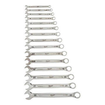 Wrench Set Standard Head Combination, Metric, Steel, 1/4 To 1/2 In Thk Open End, 15 Deg Offset, 12-point, 15.04 In Oal