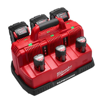 Rapid Charge Station, Plastic, 3 Ah Lithium-Ion Battery, 120 VAC, 12/18 VDC Output, 1 hr Charging, NEMA 1-15P, Black, Red