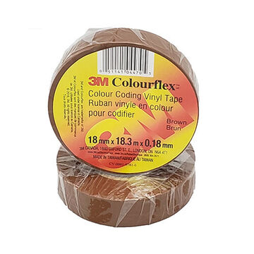 Color Coding Electrical Tape, 0.75 in x 60 ft x 7 mil, PVC, Brown