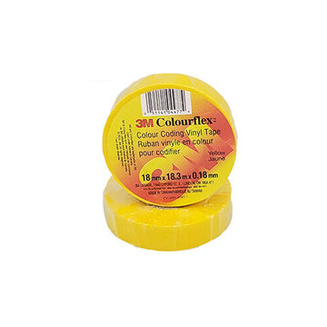 Color Coding Electrical Tape, 0.75 in x 60 ft x 7 mil, PVC, Yellow