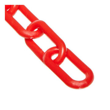 Safety Chain, 1.5 In X 300 Ft, Hdpe, Gloss, Red Finish