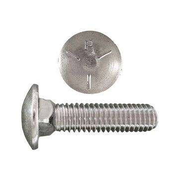 Full Threaded Carriage Bolt, 5/16 in UNC Thread, 1-1/2 in lg, Round Head, Zinc Plated Grade 5 Carbon Steel