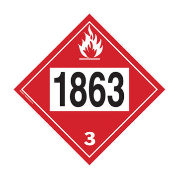 Flammable Liquid-Fuel, Aviation, Turbine Placard, 1863 3 Legend, Text, Pictogram Legend Style, Class 3, Polystyrene, Red, Black Legend, White Background, 10.75 in x 10.75 in x 0.02 in, Diamond Shape