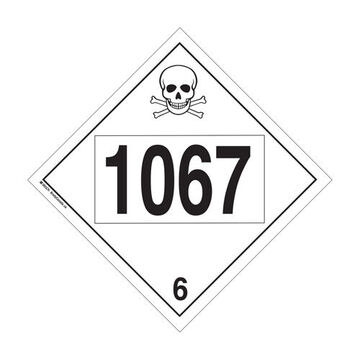 Toxic Gas-nitrogen Dioxide Placard, 1067 6 Legend, Text, Pictogram Legend Style, Class 6, Polystyrene, Black Legend, White Background, 10.75 In X 10.75 In X 0.02 In, Diamond Shape
