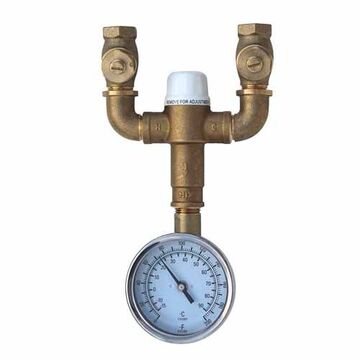 Thermostatic Mixing Valve, Brass, 1/2 In Fnpt X 1/2 In Fnpt, 30 Psi