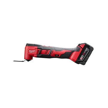 Cordless Oscillating Tool Kit, Lithium-Ion, 3 Ah Battery, Slide Switch Control, In-Line Handle, Red
