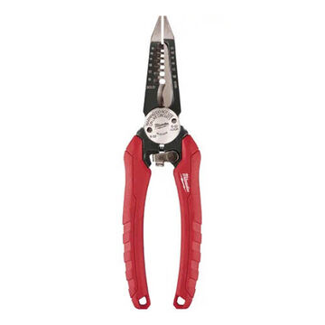 6-in-1 Plier, Alloy Steel Jaw Material, Red Color, Black Oxide Finish, 1-1/2 in wd, 2-1/4 in lg Jaw Size, 7-3/4 in OAL