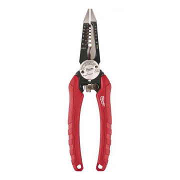 Plier 6-in-1, Alloy Steel Jaw Material, Red Color, Black Oxide Finish, 1-1/2 In Wd, 2-1/4 In Lg Jaw Size, 7-3/4 In Oal