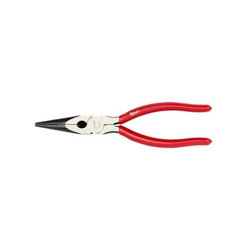 Needle Nose Nose Plier, Steel Jaw, 8 in Oal, 2-5/8 in, 1/2 in wd, 2-1/2 in lg Jaw, 5-1/2 in lg Handle, Rubber Handle, Red