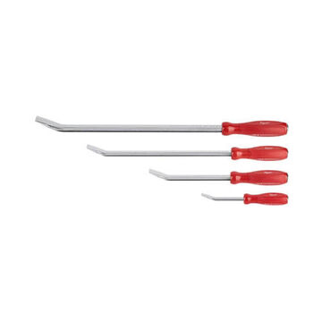 Wedge End Pry Bar Set, Steel, 8, 12, 18, 24 in lg, Chrome Plated, Red